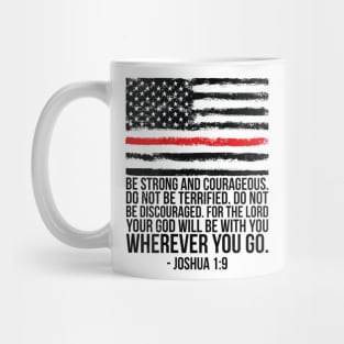 Thin Red Line Firefighter Fireman Bible Verse On Back Mug